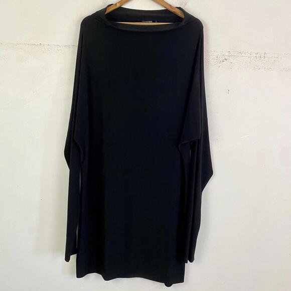 NORMA KAMALI All In One black cowl neck long sleeve dress sz L - Picture 3 of 7